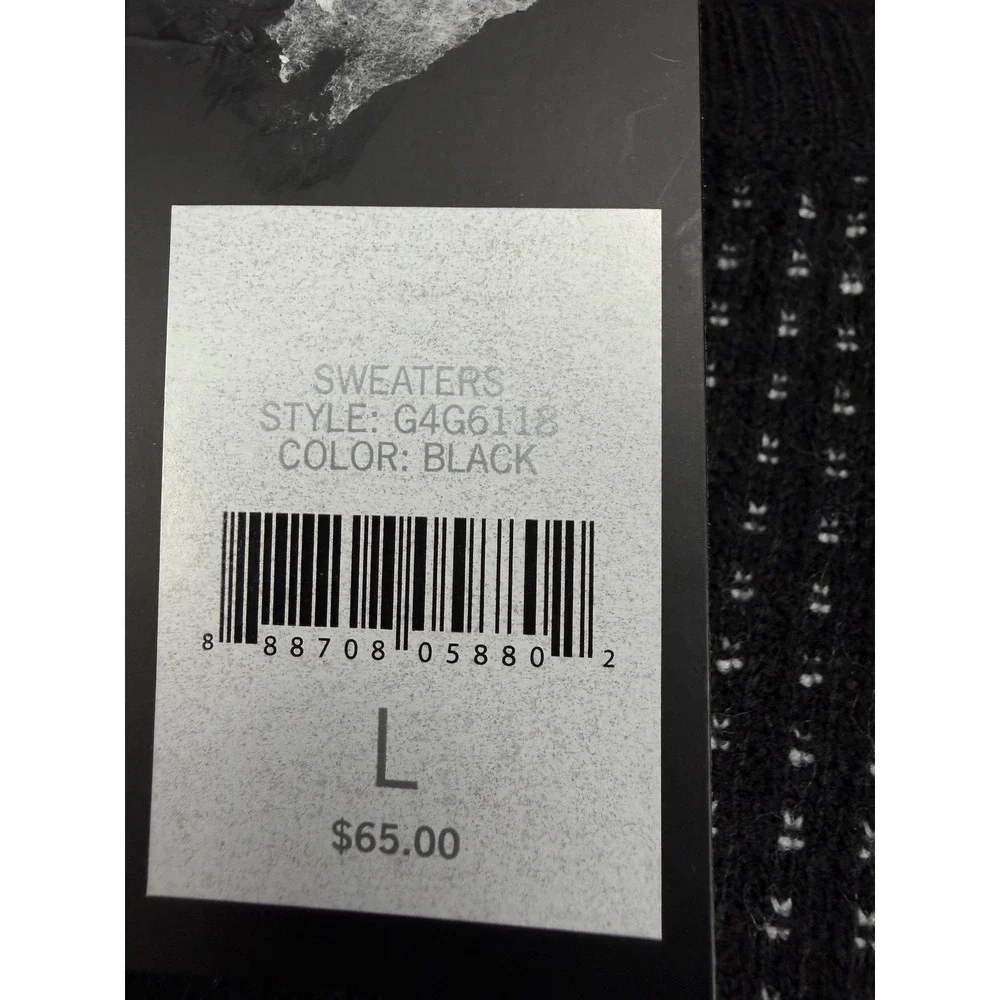 Geoffrey Beene Mens Black Textured Micro Dot Crewneck Sweater NWT L MSRP $65